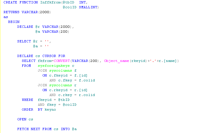 SQL beautified by SQL formatter