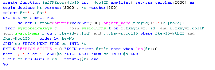 SQL not formatted